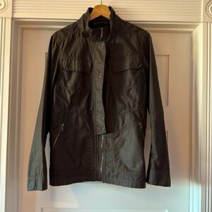 NAU waxed cotton moto jacket, olive green